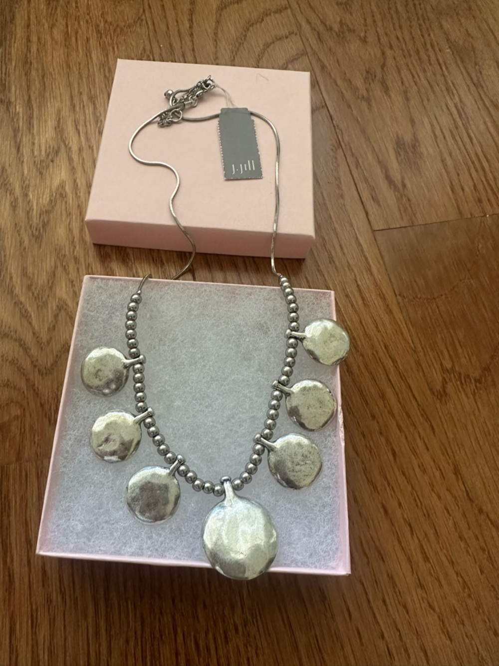J‎ Jill Silver Metal Disc Necklace NWT